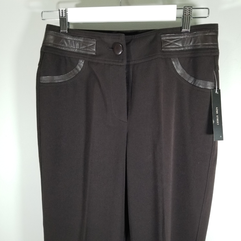 Vintage 42nd Street Brown Casual Pants With Faux Leather Accents - Picture 5 of 8